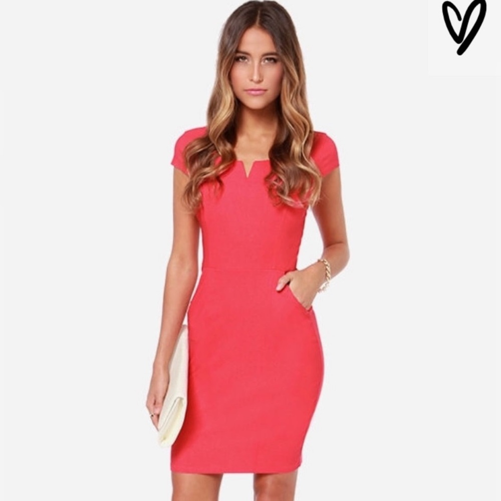 Lulus pink/ coral bodycon dress Sz small